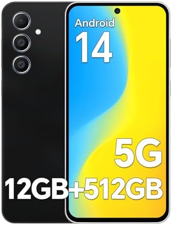 5G Unlocked Android C55 Smartphone, 12GB512GB 1TB Expandable Snapdragon 888 Octa-core, Android 14 Unlocked Cell Phone, 5000mAh Battery, 48108MP Camera,6.8 HD Screen, WiFiBluetoothBlack