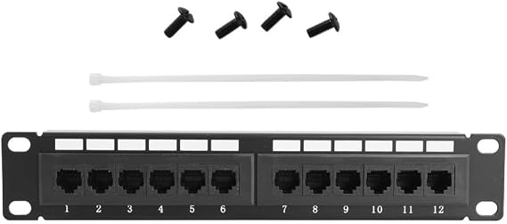UTP 12Port RJ45 Ethernet Patch Panel 10Inch 1U Rack Mount Data Module Fire-Retardant PC Shell T568A/B Wiring