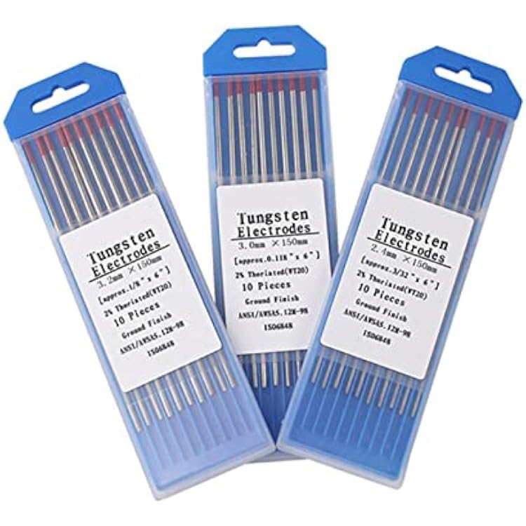 30pcs WT20 Thorium Tungsten Electrodes Argon Arc Welding Rod for Tig Weld Carbon Steel Nickel Titanium Copper Diameter : 2mm, Length : 15cm