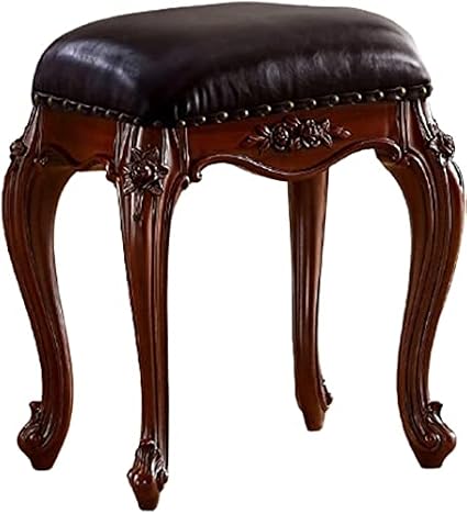Makeup Chair for Vanity Wooden Vanity Bench Foot Stool Bedroom Dressing Stool Household Dressing Stool Restaurant Stool Brown Vanity Bench for Porch Shoe Chan,Brown-40x30x47cm