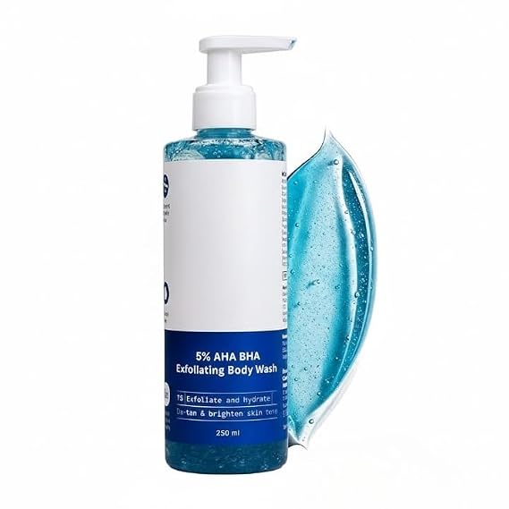 5% AHA BHA Exfoliating Body Wash 250ml | For Body Acne, Skin, De-Tan | Infused with 3% Lactic Acid, 1% Salicylic Acid, 1% Glycolic Acid | Non-Drying, Paraben Free.