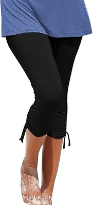 Womens Stretch Capri Pants Rash Guard Pants Beach Surfing Bottoms Yoga Capri Leggings High Wasit Cropped Trousers