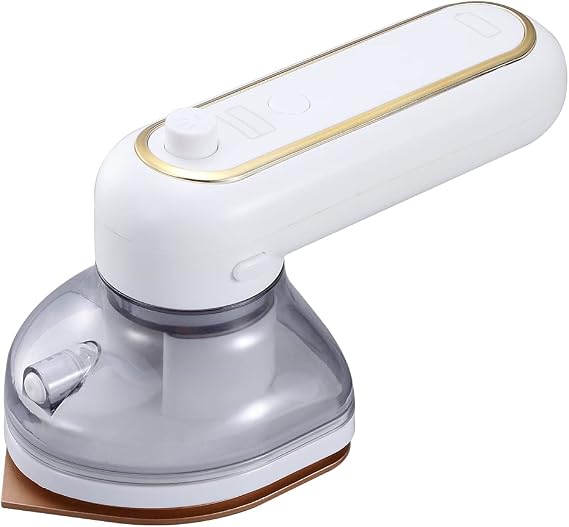 Cordless Mini Iron for Clothes, Portable Travel Iron Support Dry Wet Ironing, USB Rechargeable Handheld Ironing Machine with 3 Temperature Settings (White)