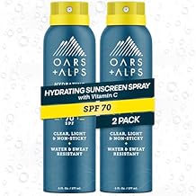 Oars + Alps SPF 70 Face & Body Broad Spectrum Sunscreen Spray | Fast-Absorbing, Lightweight, Non-Greasy, Hawaii Reef Act 104 Compliant, Water-Resistant, Octinoxate + Oxybenzone Free, 6 Oz, 2 Pack