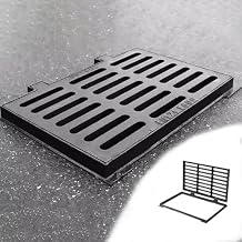 Trench Drain Heavy Duty Cast Iron Drain Grate for Outdoor,ParkingDriveways Floor Drain Grid,Rain Gutter Drainage Strainer Cover,Quick & Easy Assembly60x40x4cm23.6x15.7x1.6in