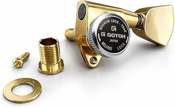 Gotoh Magnum Lock-Trad 3+3 Guitar Tuners with Keystone Knobs, Gold