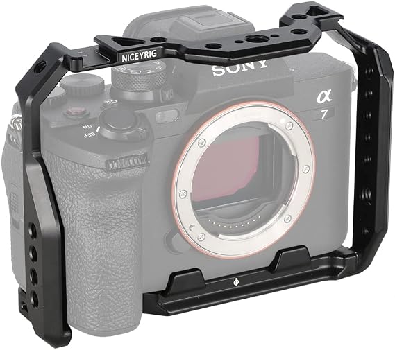 NICEYRIG Compact Cage for Sony Alpha 7V / 7R V/Alpha 7 IV/Alpha 7S III with NATO Rail Double Cold Shoe - 497