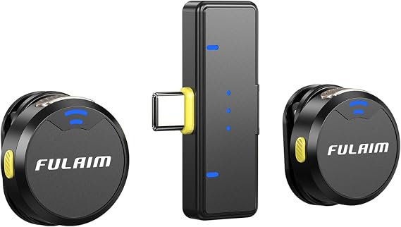 FULAIM X3 Wireless Lavalier Microphone for iPhone 15 Series, Android, Tablet, Mini USB-C Lapel Wireless Microphone with Noise Cancellation for Video Recording, Interviews, YouTube, TikTok, Vlog