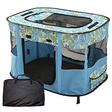 Foldable Pet Playpen, cat playpen, Puppy Play Pen for Indoors (XL, Blue)