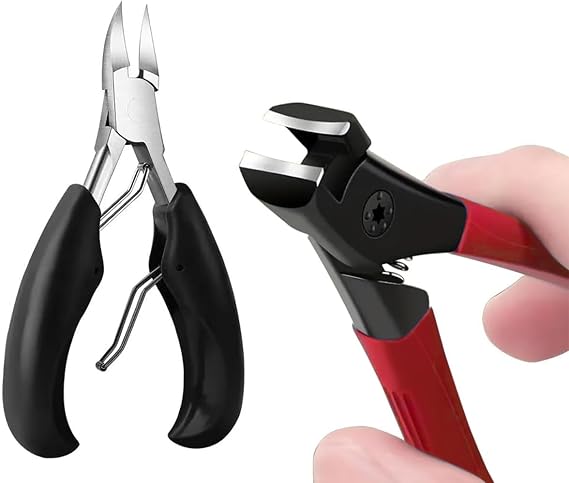 2Pcs Professional Nail Clippers Set, Heavy Duty Ingrown Toe Nail Clippers Adult Thick Nails Long Handle (Red)