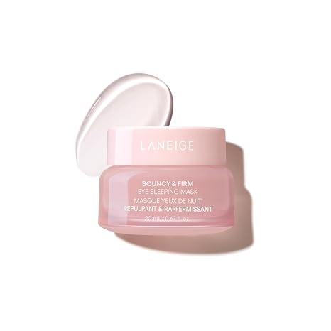 LANEIGE Bouncy & Firm Eye Sleeping Mask: Depuff and Firm with Peony & Collagen Complex, Ceramide, 5D Hyaluronic Acid