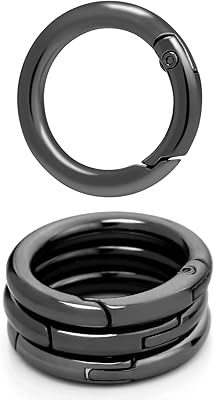 10Pack Metal Spring O Rings Clip Keychain, Round Carabiner Clips Keyrings Snap Hook Buckle, Purse Shoulder Bag Chain Rings