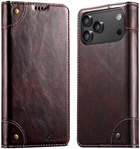 SINIANL Wallet Case for iPhone 17 Pro Max with Card Holder, Magnetic Kickstand Leather Flip Fold Protective Cover for Apple 17 Pro Max Case Wallet Brown