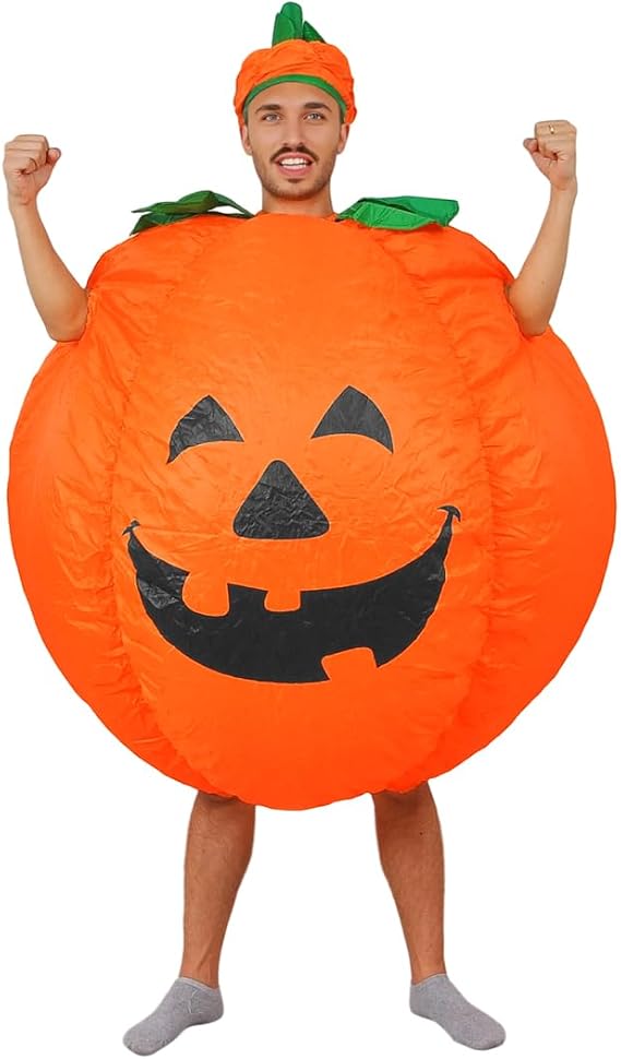 RHYTHMARTS Pumpkin Inflatable Costume Inflatable Halloween Costumes Cosplay Party Blow up Suit for Adult Pumpkin Costume