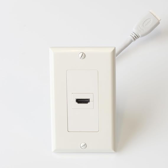HDMI pass-through wallplate, 1 outlet, in-wall pigtail cable type