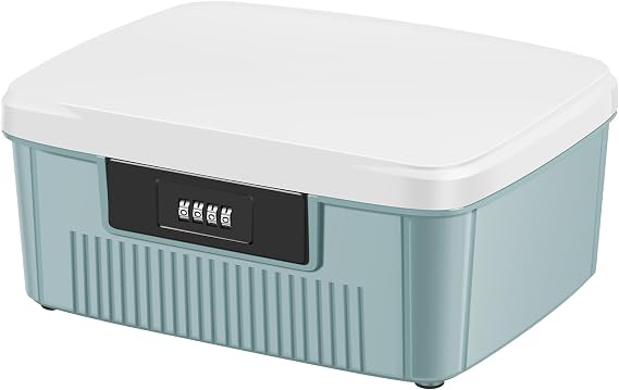 Locking Storage Container, Large Medication Lockable Container for Refrigerator Lockable Box with Code Food Safe Locking Box for Medicine, Food, Phone, Office Documents Safety (Blue)