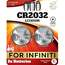 Key Fob Batteries for Infiniti (2-Pack) CR2032 EX35/EX37, FX35/FX37/FX50, G25/G35/G37, JX35, M35/M37/M56, Q40, Q50, Q60, Q70, QX50, QX55, QX56, QX60, QX70 Infiniti Key Fob Battery Replacement
