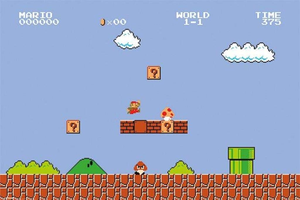 Pyramid America Super Mario Bros. Level 1 Video Game Gaming Cool Wall Decor Art Print Poster 36x24
