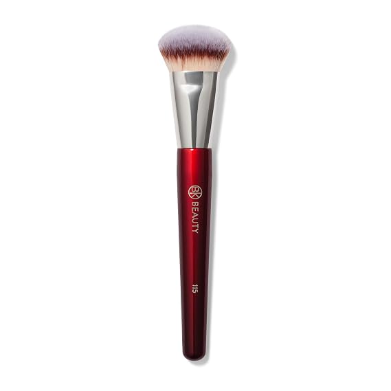 BK BEAUTY 115 MEDIUM CONTOURED FOUNDATION BRUSH Contoured Foundation Brush for Liquid Makeup - Foundation Makeup Brushes - Face Brush For Liquid Or Cream Foundation