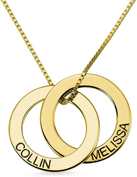 Getname Necklace Personalized Custom Engraved Russian Ring Necklace Family Name Necklace Sterling Silver 925 Mother's Day Jewelry 2 Name & 3 Name & 4 Name & 5 Name