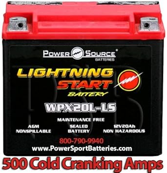 Harley FXSTSSE, FXSTSSE2, FXSTSSE3 Screamin Eagle Springer Softail 1800, 1803 500cca Lightning Start 20ah High Performance Sealed AGM Motorcycle Battery replacement for year 2007, 2008, 2009