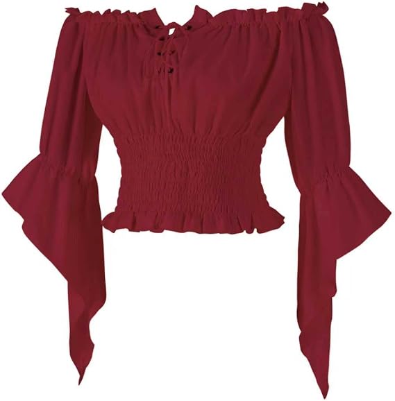 Mingyuezai Womens Renaissance Blouse Peasant Shirt