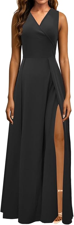 Formal Dress for Women Elegant V Neck Sleeveless Sexy High Split Evening Party Cocktail Prom Long Dresses