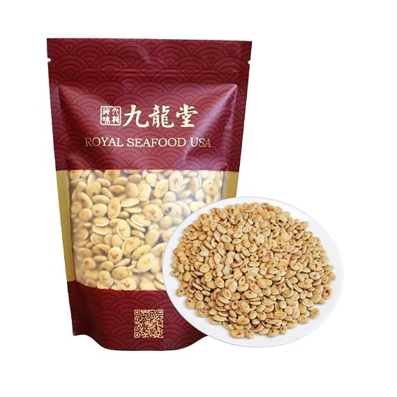 Royal Seafood USA Dried Fried White Hyacinth Bean White lablab bean Bai bian dou Chinese Bean (1 lb)