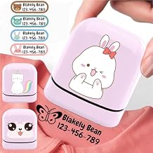 Name Stamp Clothing Kids,Custom Name Stamp - Personalized Waterproof Clothes Stamp,4 Colors and 36 Cartoon Patterns (Pink Stamp Shell)