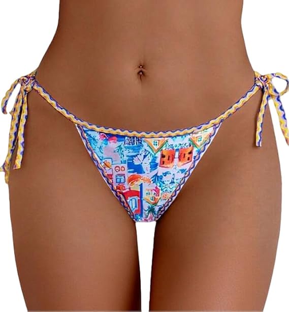 Tainehs Women's Side Tie String Bikini Bottom Sexy Cheeky Brazilian Swim Bottom Bathing Suit Bottom Only