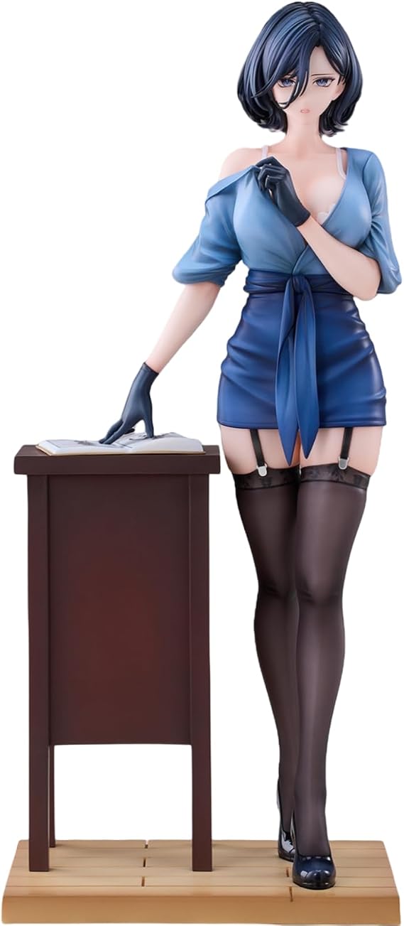 Anime Girl Model 1/6 Scale 11.02 Inch Professional Attire Cute Figures with Podium, Desktop Girl Figurine PVC Collectible Model, Anime Fans Desktop Decoration Gift for Adult