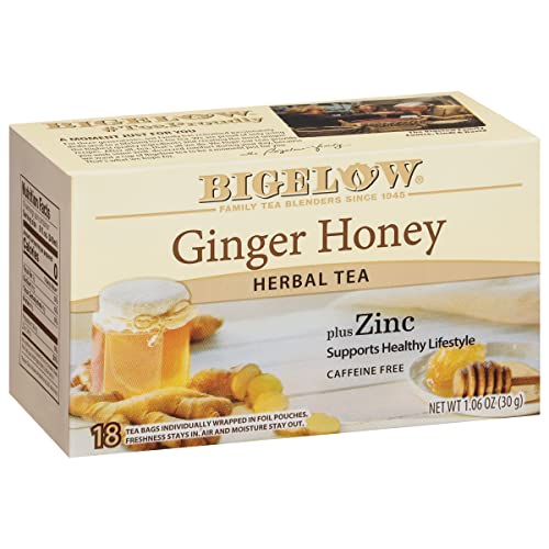 Bigelow Tea Ginger Honey plus Zinc, 18 Count Pack of 6, 108 Total Tea Bags