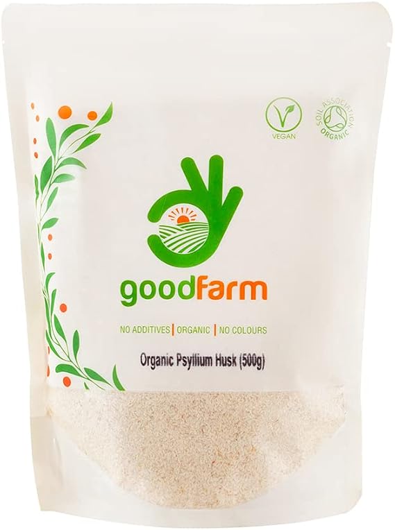 GoodFarm Organic Psyllium Husk 500g - Certified Organic, Premium Quality | 99% Purity | Vegan | Rich in Fibre | Excellent for Digestion