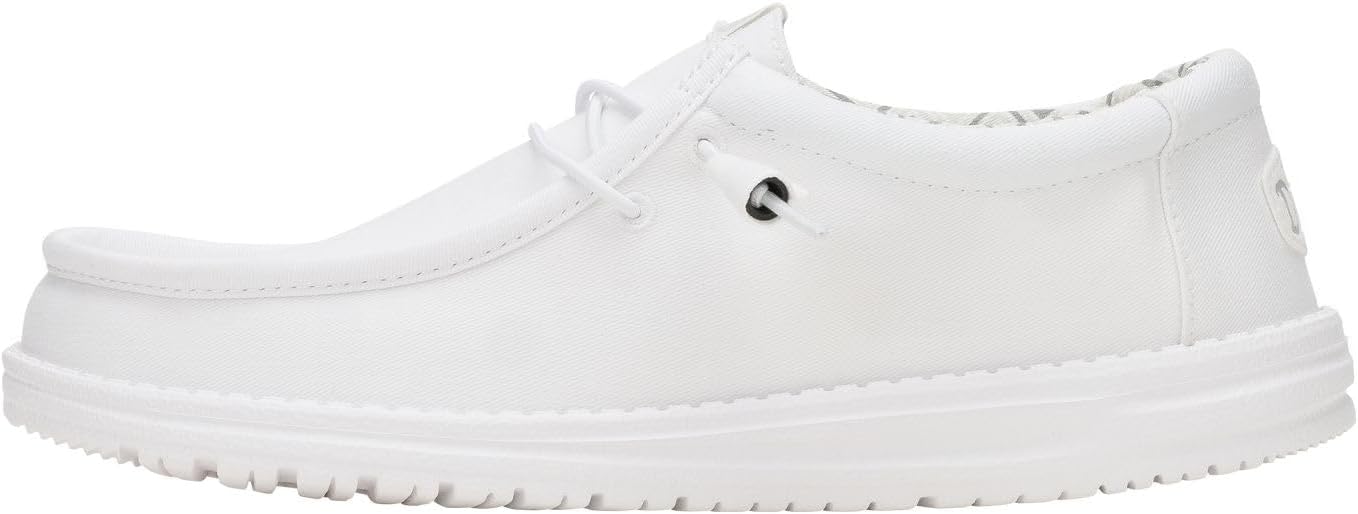 HEYDUDE Men's Wally Stretch Canvas Slip On Loafer, White/White, Size 10