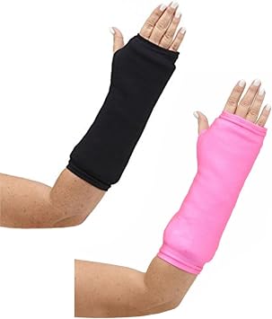 CastCoverz! Designer Arm Cast Cover Bundle - Includes 1 Black Cast Cover and 1 Neon Pink Cast Cover - Large Short: 13" Length X 13" Circumference - Washable - Made in USA - 2-Pack