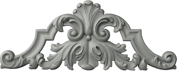Ekena Millwork ONL22X08SA 22 1/4-Inch W X 8 7/8-Inch H X 1 1/8-Inch P Savona Center with Scrolls Onlay