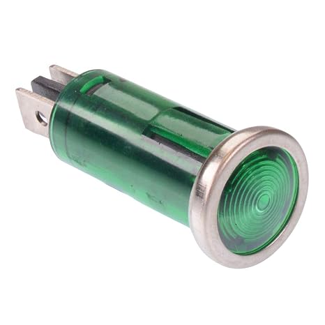 Green 24V LED 12.5mm Panel Indicator Light Chrome Pilot Dash Dashboard Warning Panel Car Boat Automotive