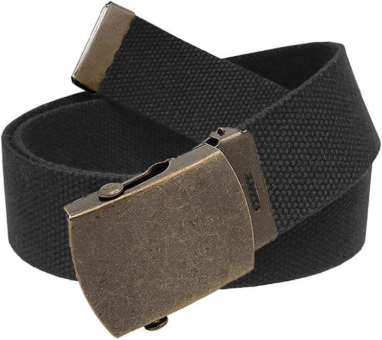 Build A Belt Mens Classic Antique Gold Slider 1.25 Wide Buckle with Canvas Web Belt