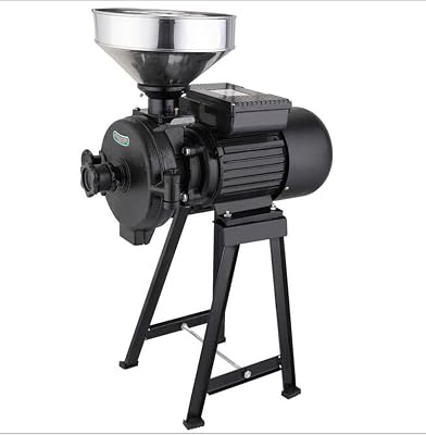 SHUI 110V Electric Grain Grinder Machine Mill with Funnel for Corn, Rice, Wheat, Paddy Rice, Soybeans Grain and Miscellaneous Grains Dry and Wet Dual-Purpose Black