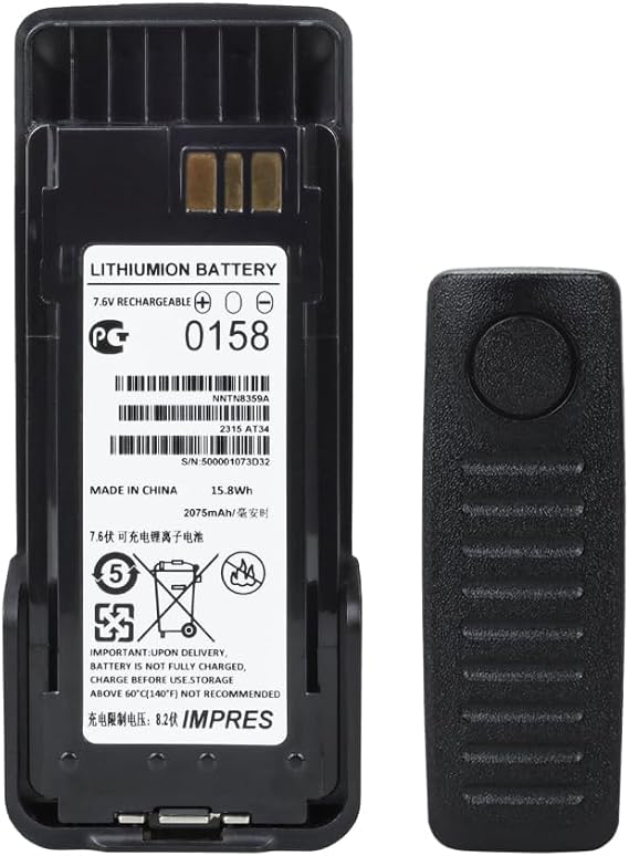 7.6V 2075mAh NNTN8359A IMPRES ATEX Battery with Belt Clip for DP4000ex DP4401ex DP4801ex XIR P8608EX XIR P8668EX XPR7350Ex XPR7550Ex DGP8550E NTN8359 NNTN8359C