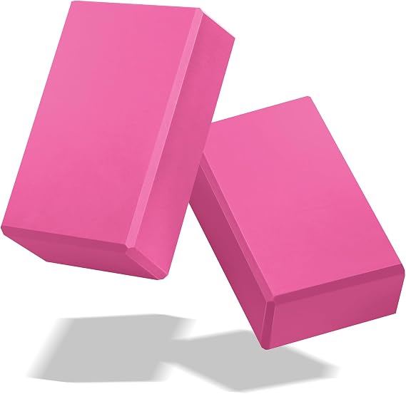 Yoga Blocks 2 Pack 3x6x9IN Foam Block Latex-Free with Stretch Band