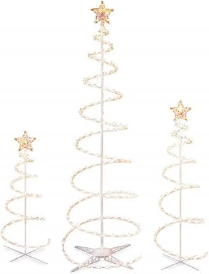 Set of 3 Lighted Spiral -Christmas- Trees - 3 Ft 4 Ft and 6 Ft - Winter Wonder Lane