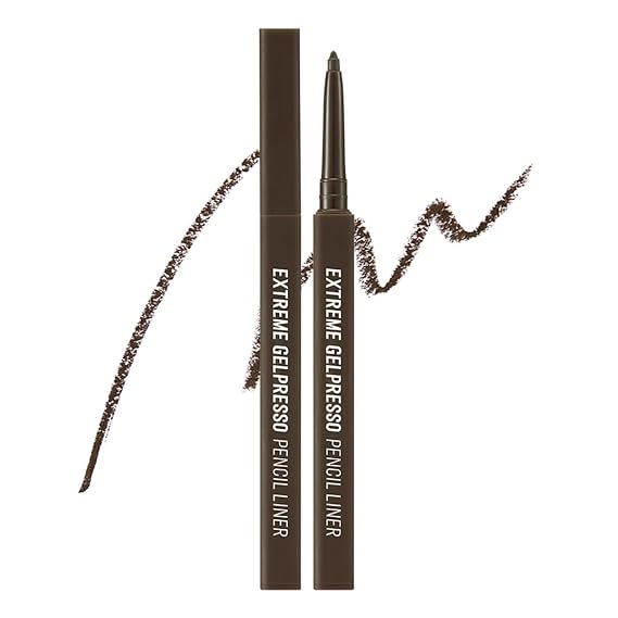 CLIO Extreme Gelpresso Pencil Eyeliner, Gel Smooth Waterproof Formula, High Pigment Color, Smudge Proof Long Wear, Creamy Glide, Tightline Blend Control, Safe for Sensitive Eyes (001 Black Brown)