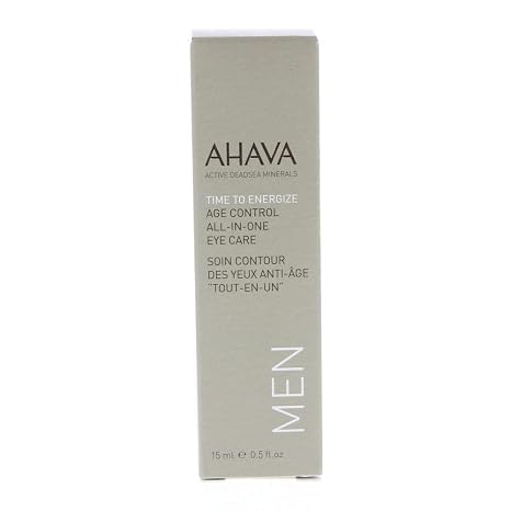 AHAVA Time To Energize Men's Age Control All-in-One Eye Care - Refreshing & Hydrating Gel to Smooth Undereye Area, Reduce Dark Circles, with Osmoter, Aloe Vera, Caffeine, Peptides & G-Force, 0.5 Fl.Oz