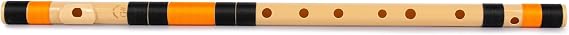 Radhe Flutes | G Sharp Right-Handed Base Bansuri | Durable, Washable & Crack-Resistant PVC Flute | Black & Orange | Includes Hindi & English Online Flute Lessons