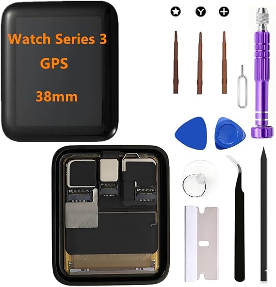 for Apple Watch Series 3 GPS LCD Screen Replacement Watch Series 3rd Gen Display Touch Screen Digitizer Assembly with Tools (38mm)