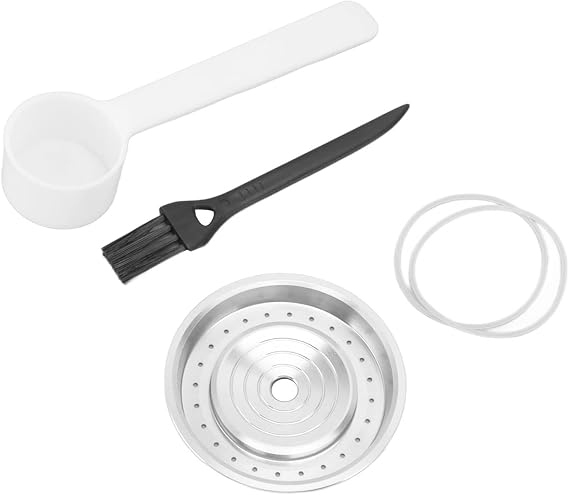 Coffee Filter Refillable with Spoon and Brush, Capsule Lid 304 Stainless Steel Proof Reusable Pods Kaffee Next Kapseln Seal Cover Filters Ve Rtuoline Pod