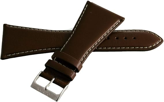 Locman Men's 36mm Dark Brown Leather Watch Band Strap with Silver Buckle