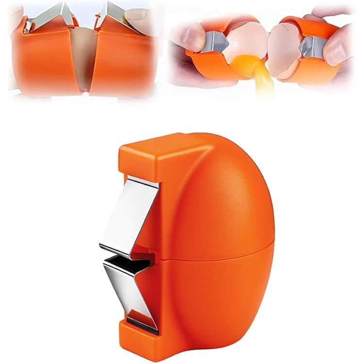 2026 New Egg Shell Opener, Stainless Steel Egg Cracker Tool, Multifunctional Egg Shell Opener for Raw & Hard-Boiled Eggs, Handheld Kitchen Gadget for Easy Peeling & Separating orange, 1PCS