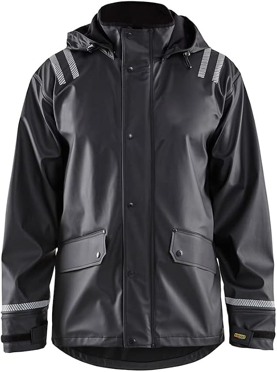 Blaklader Unisex Working Job Watertight Windproof Protection Hooded Rain Jacket with Reflective Details